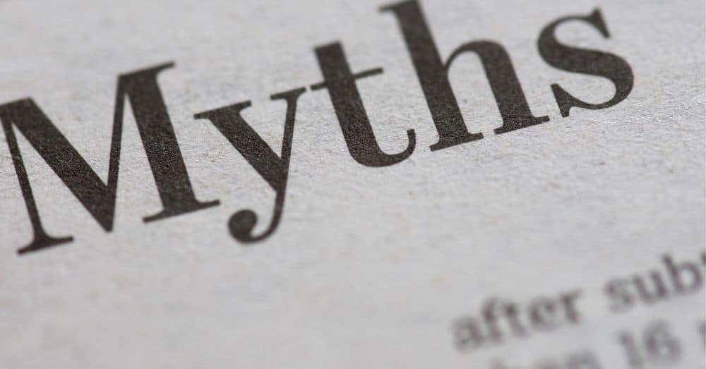 text with word myths on grey background with blurry print