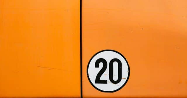 orange background with 20 in white circle