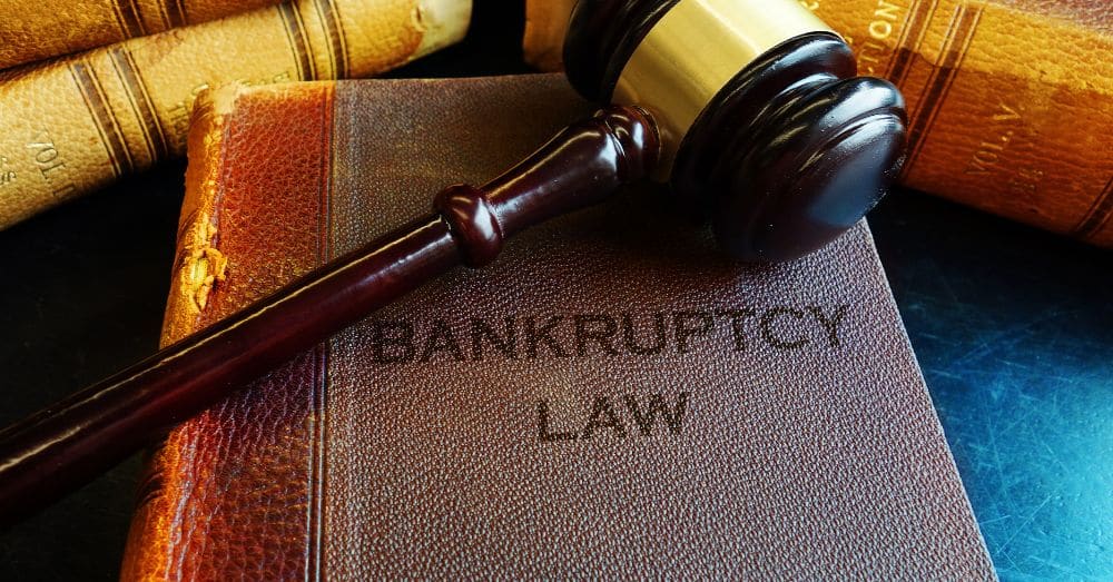 bankruptcy law book with gavel